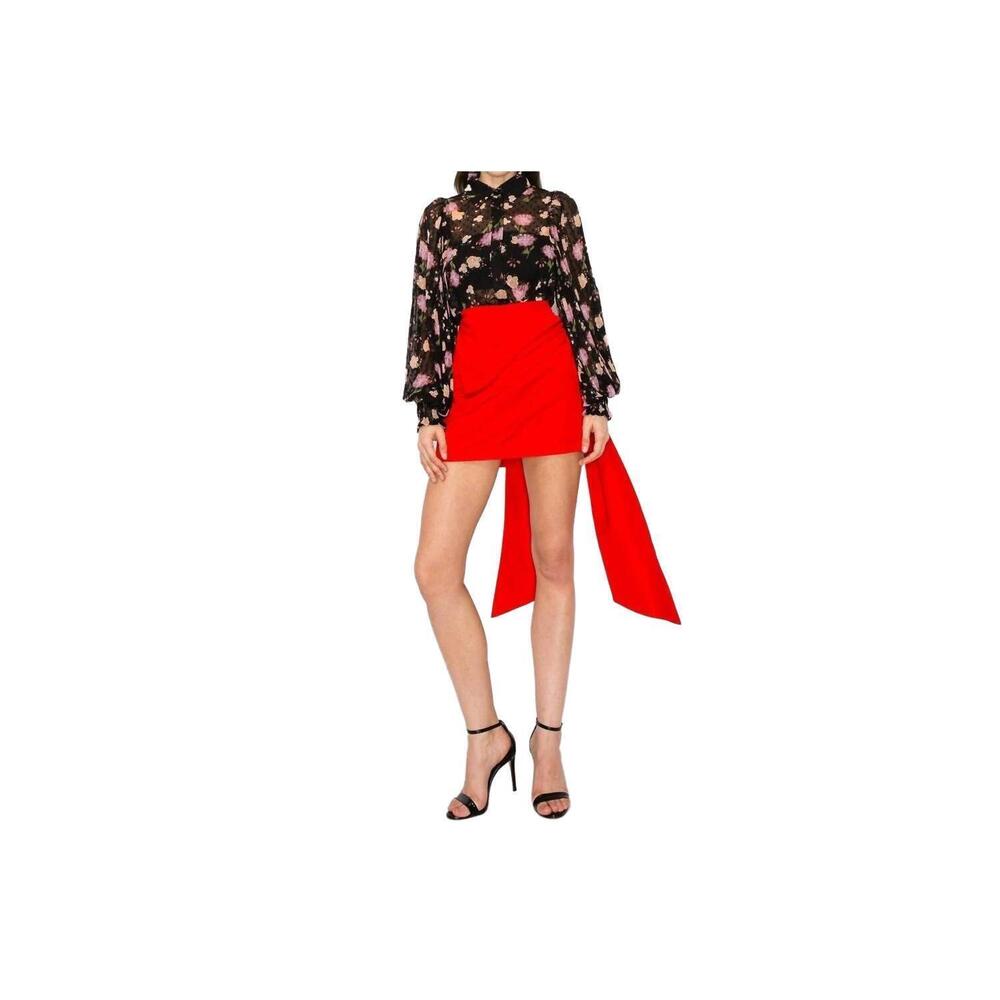NEW INA side bow mini skirt in red